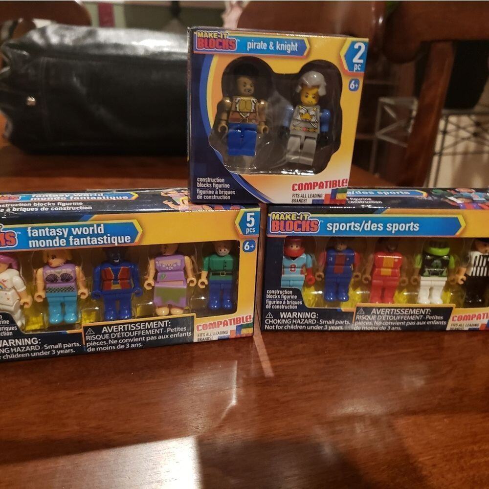 Lot of 3 Make it blocks pirate/knight fantasy/sports figures New